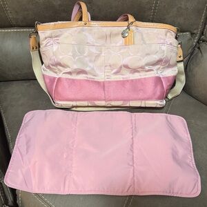 Coach Pink and Cream Baby Bag